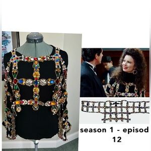 RARE Michael Simon S M L Open Cage Jewel Sweater Easter Fran Dresher The Nanny
